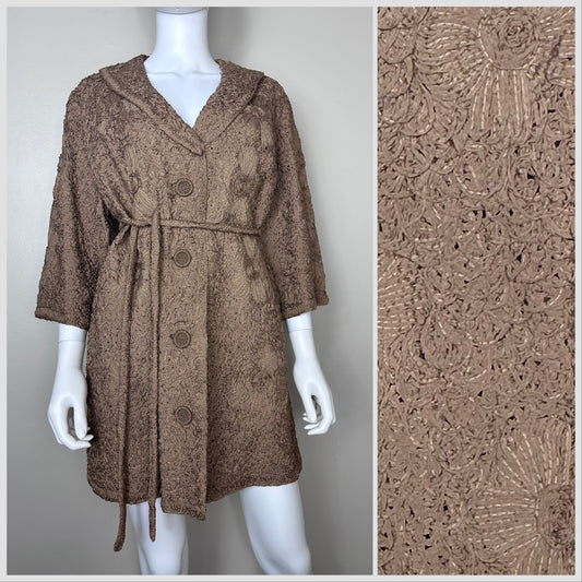 1950s/60s Brown Ribbon Work Coat, The Halle Bros Co Specialty Shop Size Large
