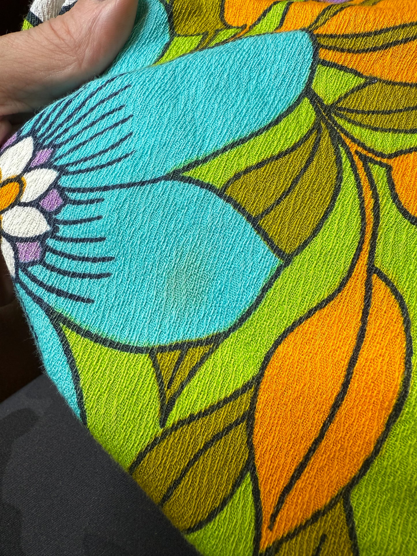 1960s Psychedelic Floral Caftan, Open Sizing