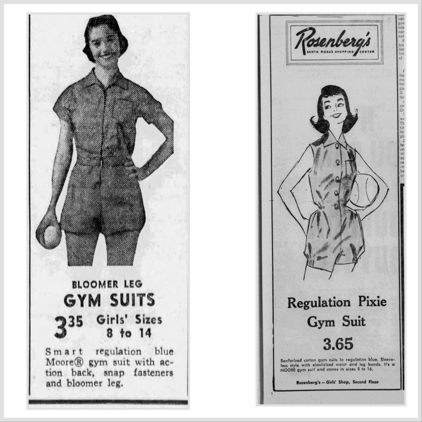 1950s Blue School Gym Uniform Romper, It’s A Moore Gym Suit Size Small