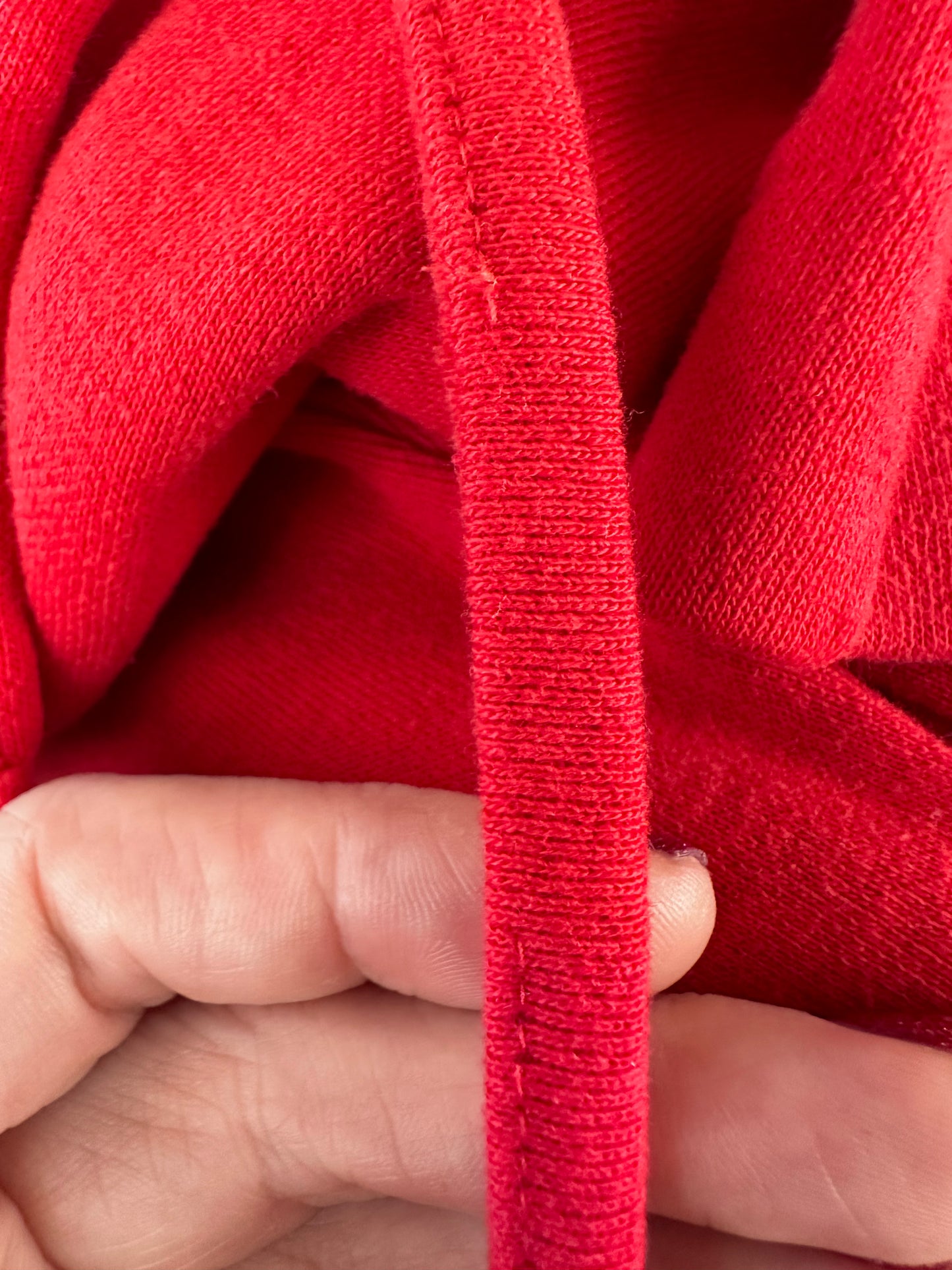 1970s/80s Red Knit Turtleneck Dress with Blue Bird Appliqué, Health-tex Size 4T