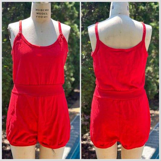 1990s Red Knit Romper, Why Not? Size Medium