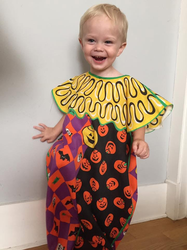 1980s Children's Halloween Clown Costume, Handmade from Cut and Sew Fabric, One Piece Jumpsuit