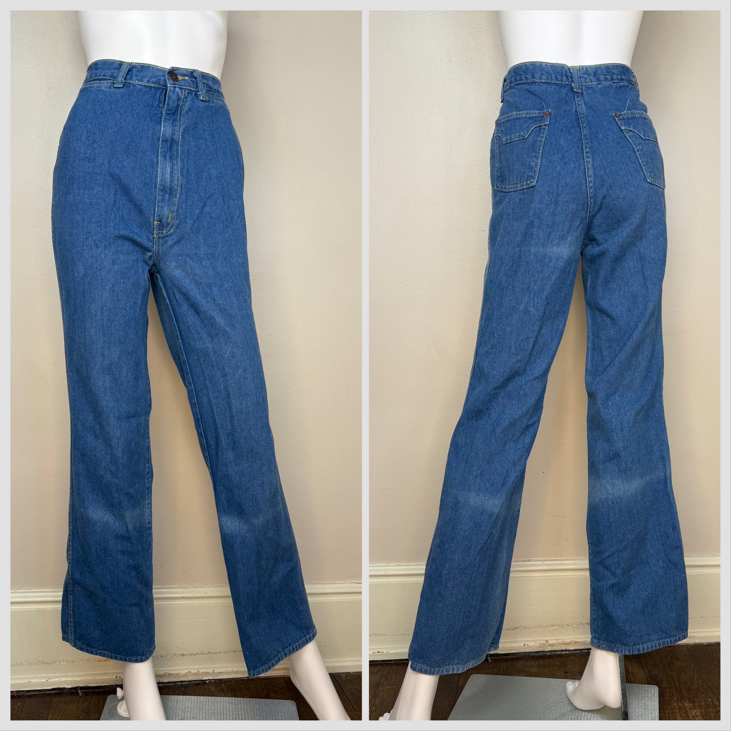 1970s Blue Jeans, K-Mart, 27.5"x30.5", High Rise Straight Leg