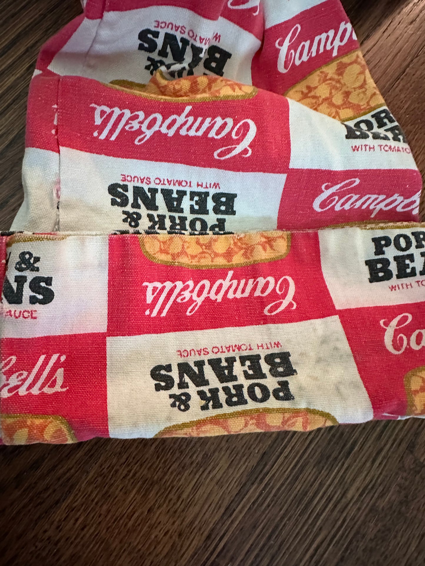 1960s Campbell’s Pork & Beans Top, Mod Pop Art, Handmade Size Medium