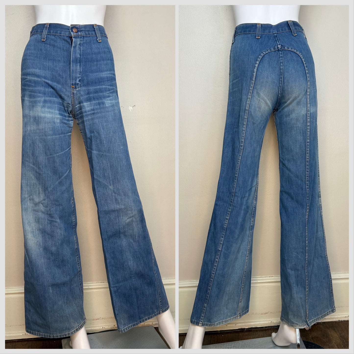 1970s Bell Bottom Blue Jeans, Hillbilly, 25.5"x31.5"