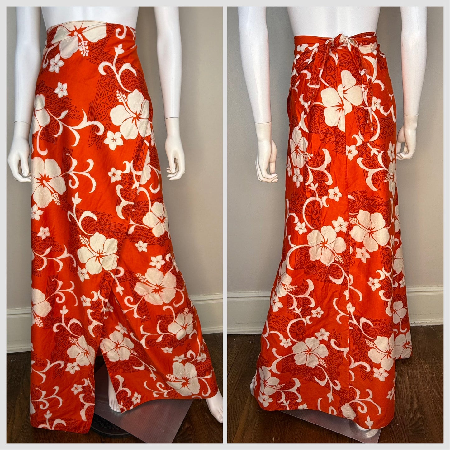 1980s Hawaiian Halter Wrap Maxi Dress, Maxi Skirt, Hilo Hattie
