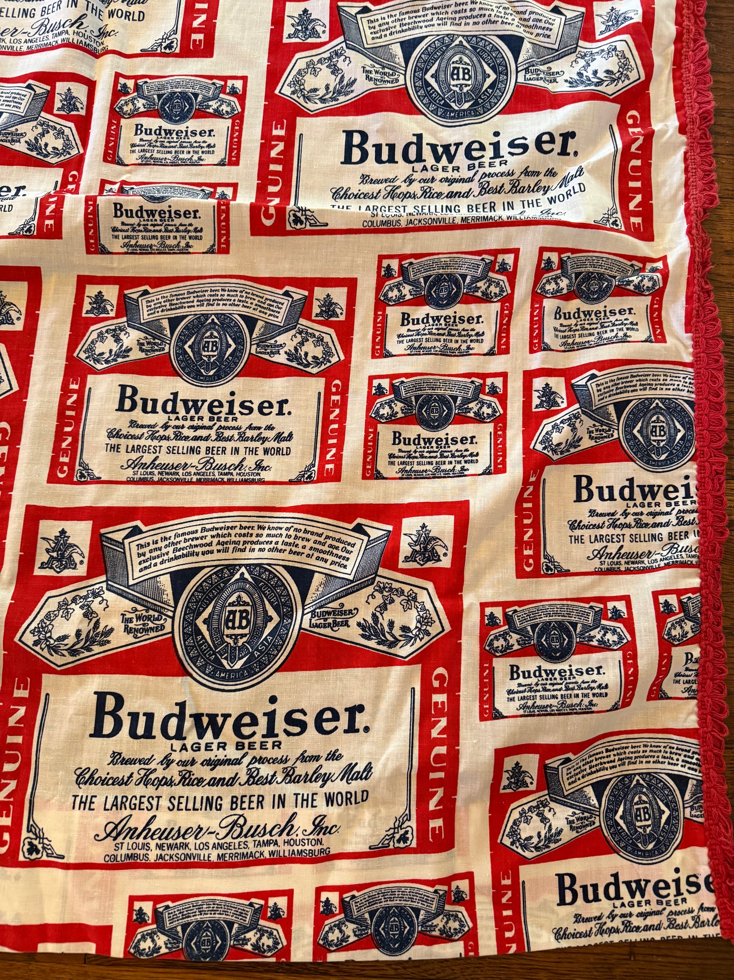 1970s Budweiser Beer Fabric Curtains, Set of 2, 81”x39.5”, Handmade
