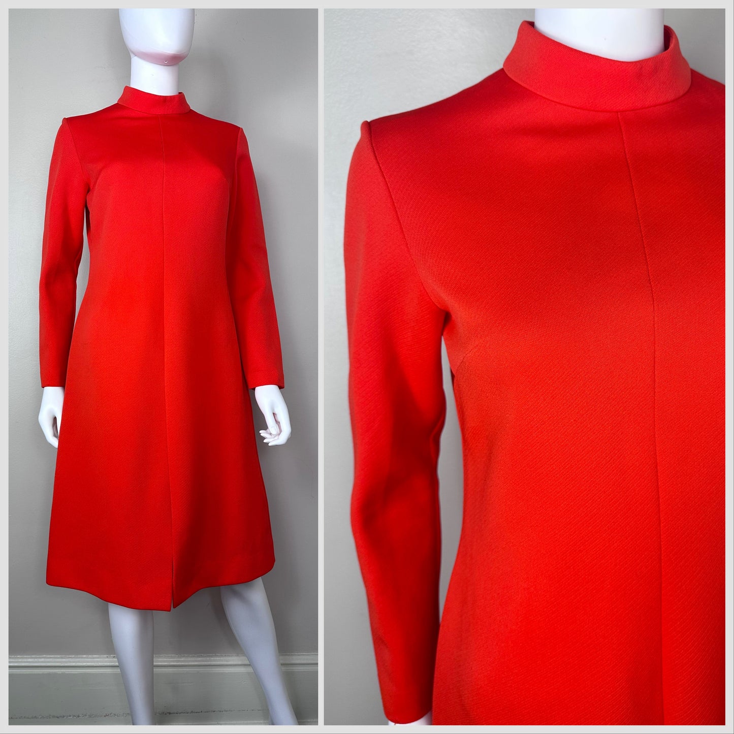 1960s/70s Orange Mod Long Sleeve Dress, Bleeker Street Size Medium