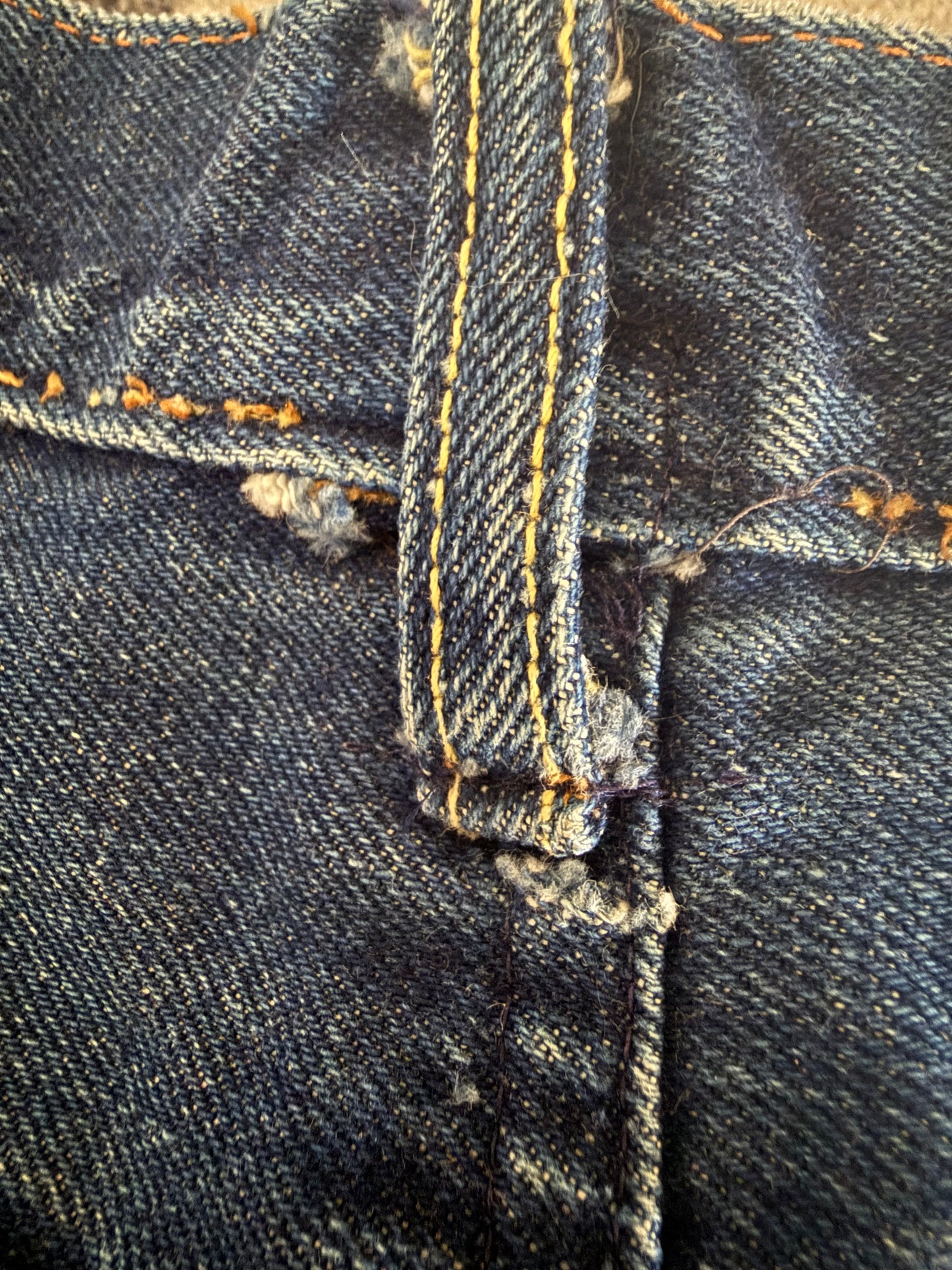 1960s/70s Levi’s Cut Off Denim Shorts, Hand Embroidered Flowers on Pockets, 33" Waist