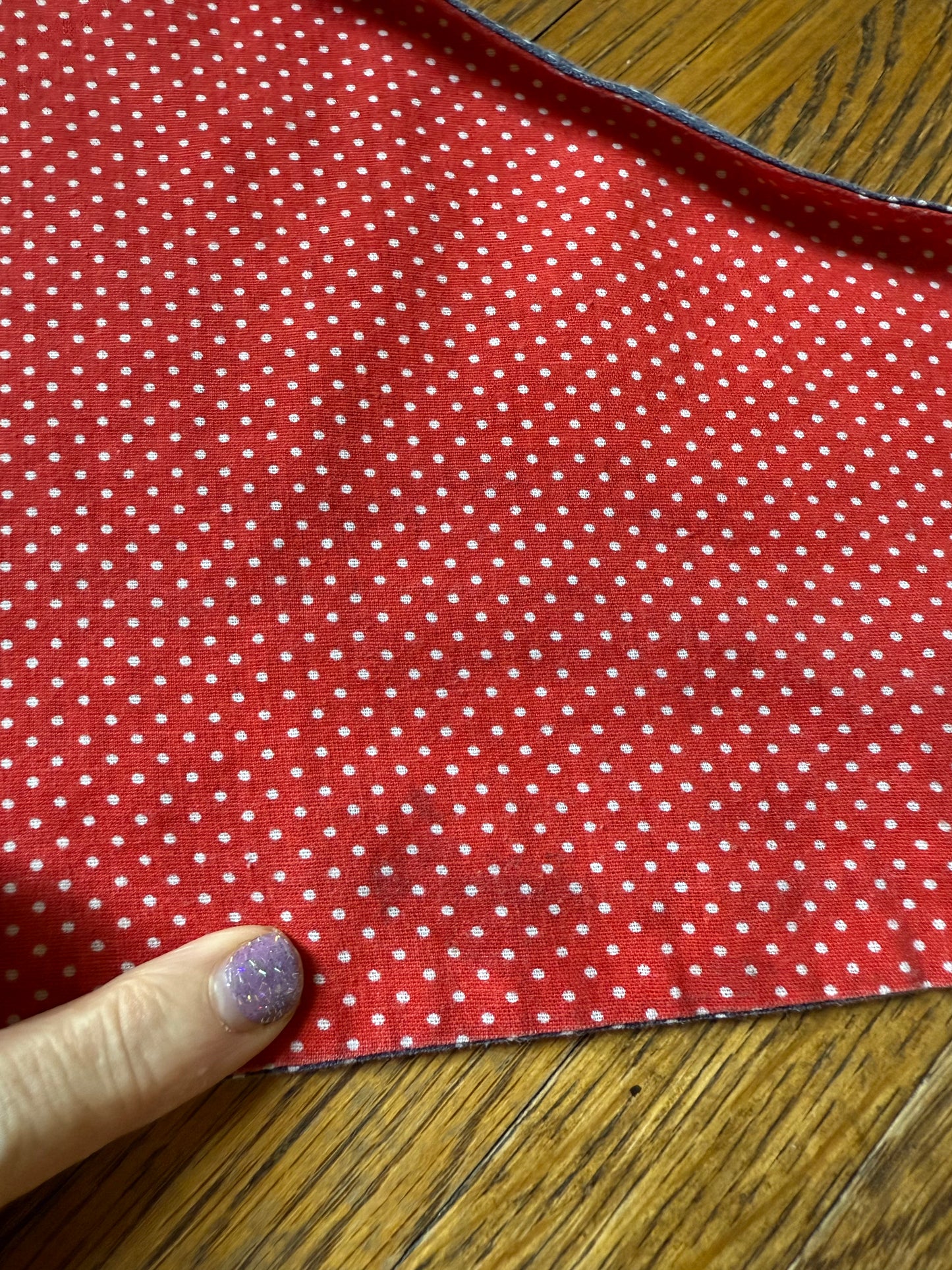 1970s Cropped Tie Front Reversible Blouse, Mr Topper Size M-L, Red and Navy Blue Polka Dot