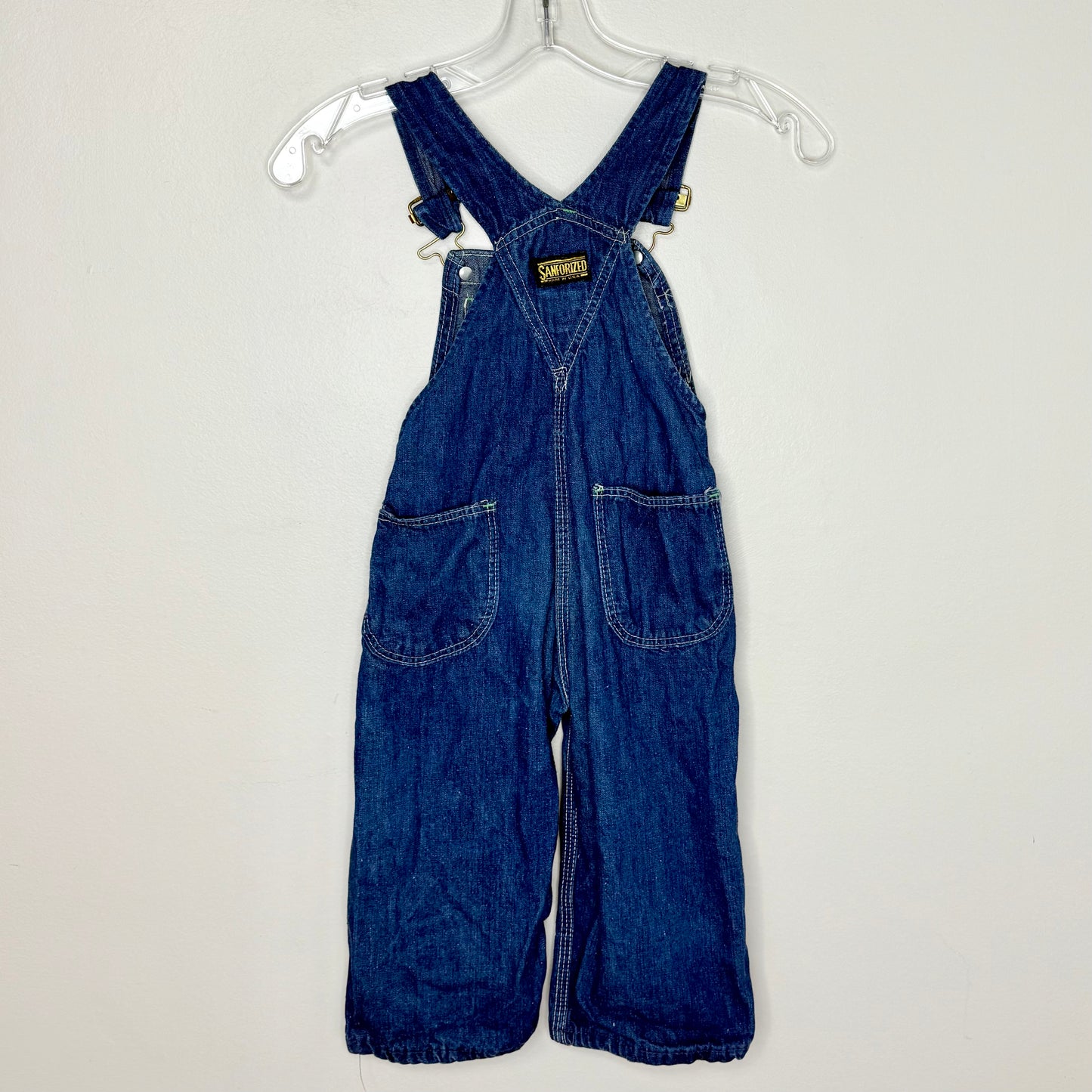 1960s/70s Kids Denim Overalls, Sanforized Size 3/4