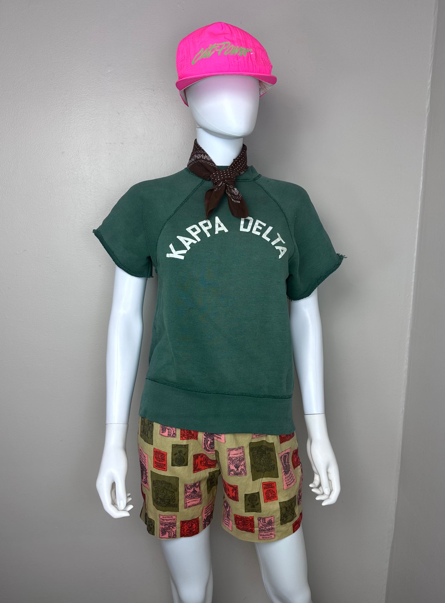 1950s Kappa Delta Sorority Short Sleeve Sweatshirt, Size Small, Farmville Four, Faded/Distressed