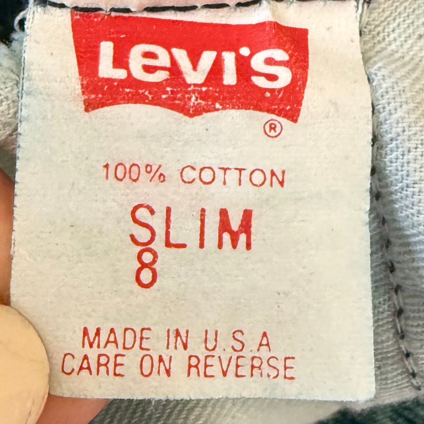 1980s Stone Wash Blue Jeans with Green Denim Accents, Levi’s Size 8, White Tab