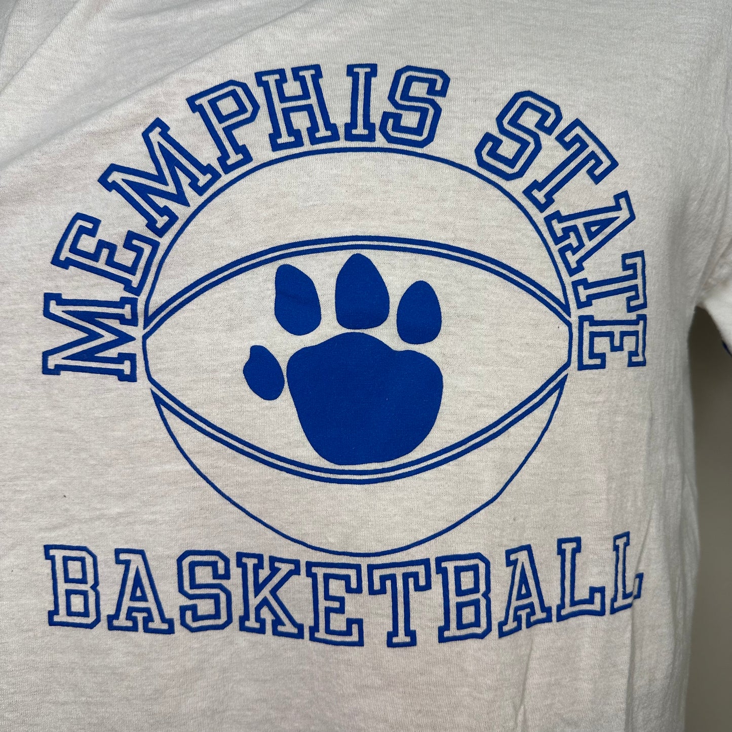 1980s Memphis State University Basketball T-Shirt, Size Large, Ringer Tee