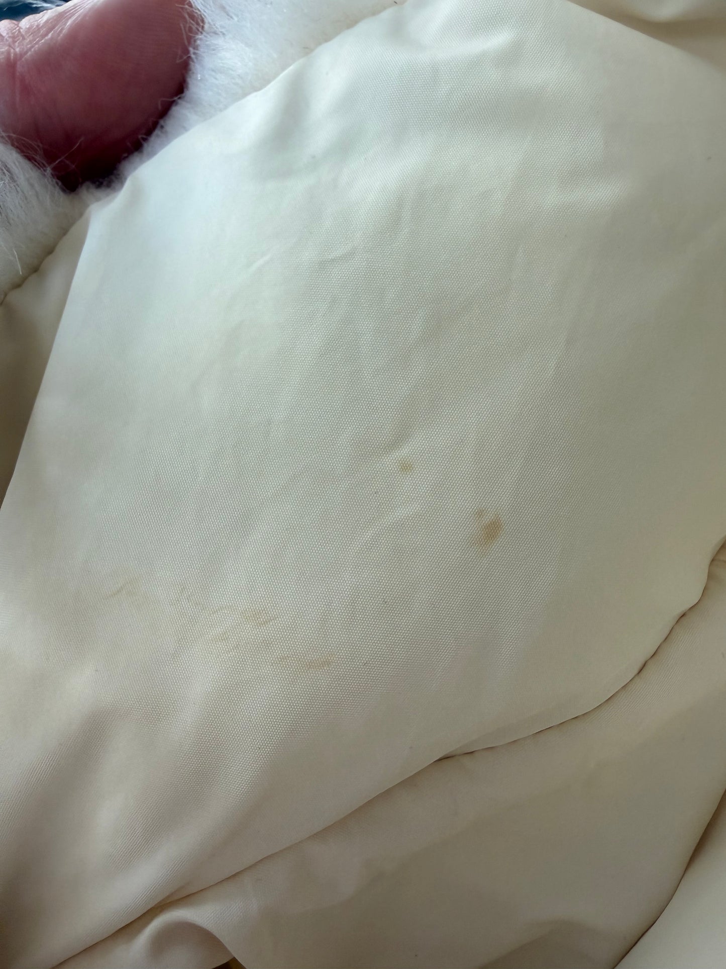 1990s/Y2K Cream Faux Fur Penny Lane Puffer Coat, Embroidered, Basic Editions Size X-Large