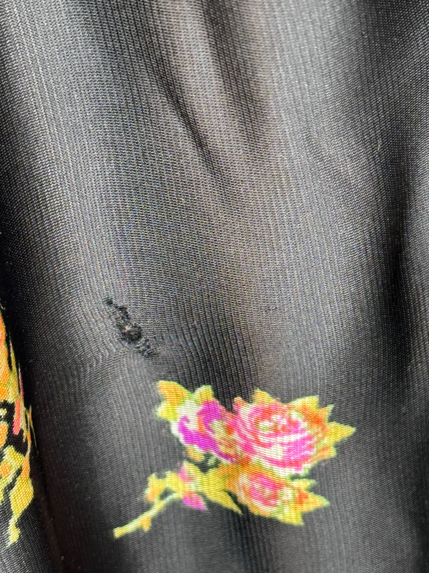 1960s Black Floral Long Sleeve Mini Dress, Lanz Size Small/Medium