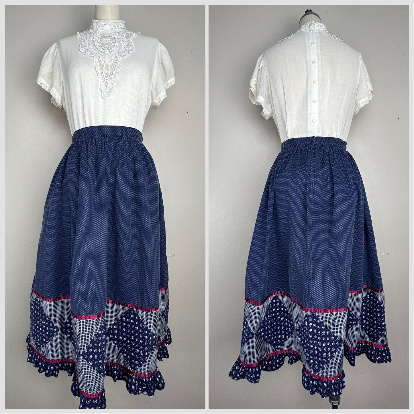 1970s/80s Gunne Sax Patchwork Calico Skirt, Jessica’s Gunnies Size 9