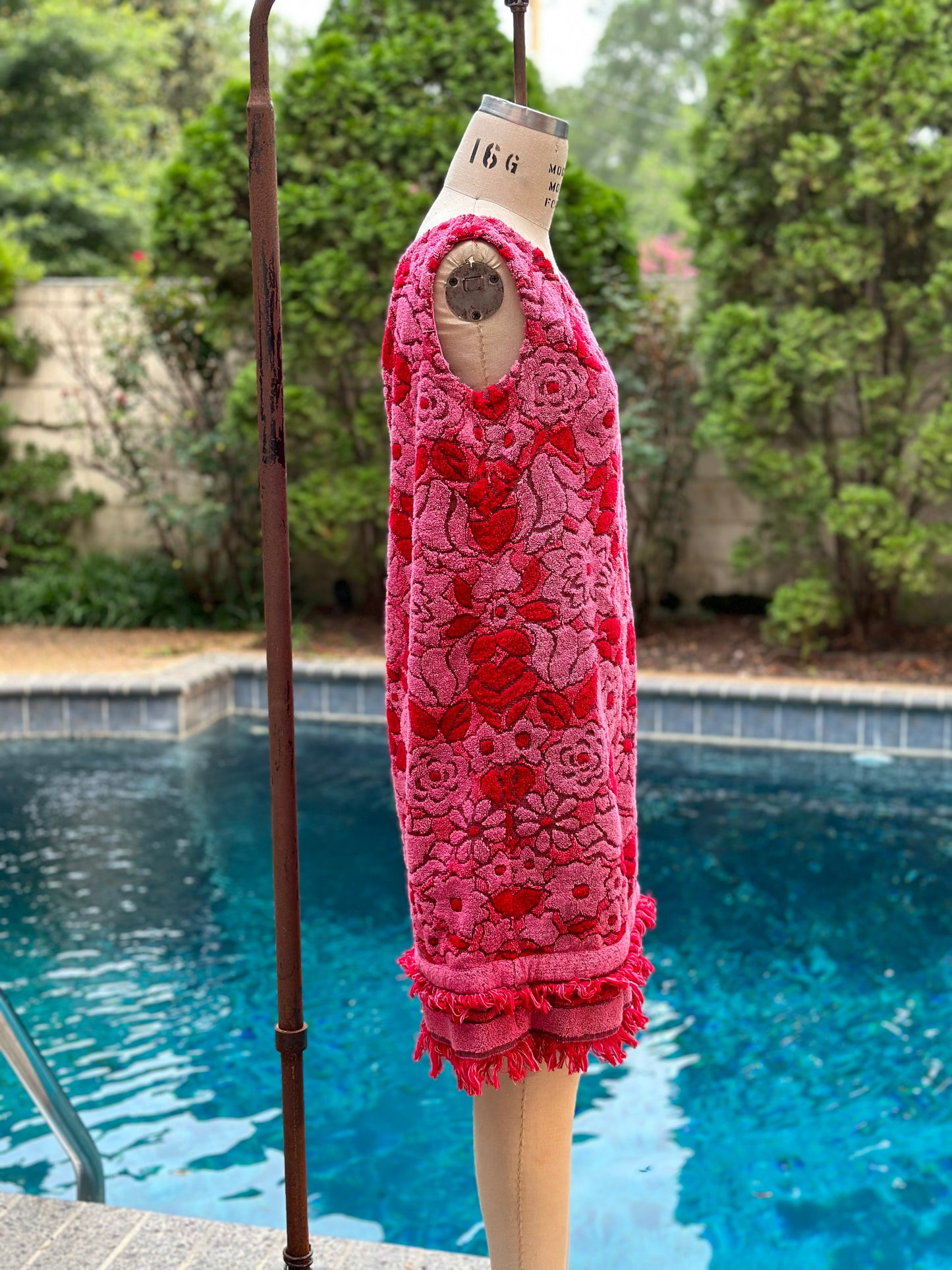 1960s Floral Towel Dress, A Royal Robe Size S-M, Swim Beach Cover Up