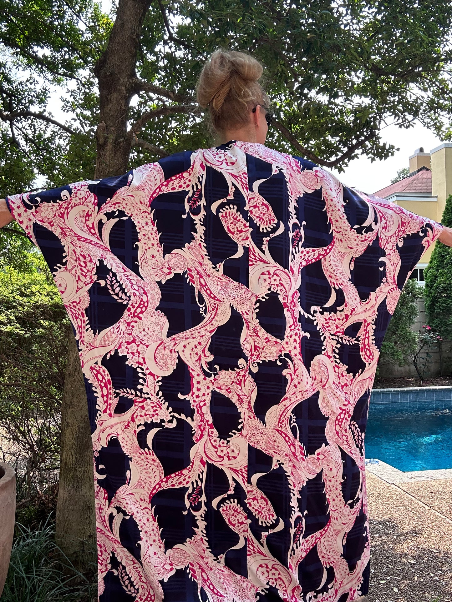 1970s Concept 70’s Swirl Psychedelic Floral Caftan
