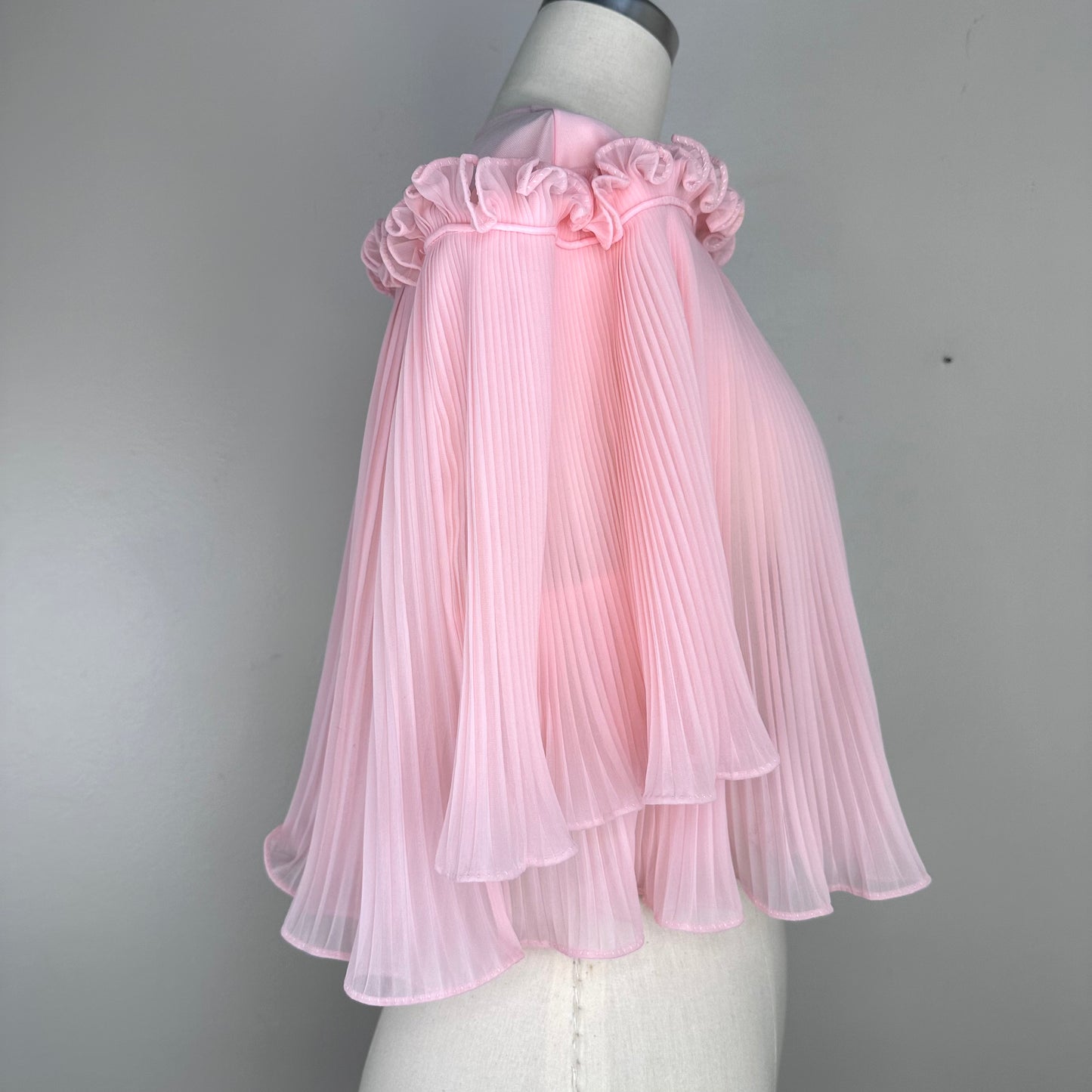 1950s Sheer Pink Pleated Bed Jacket, Vanity Fair Lingerie Size Medium
