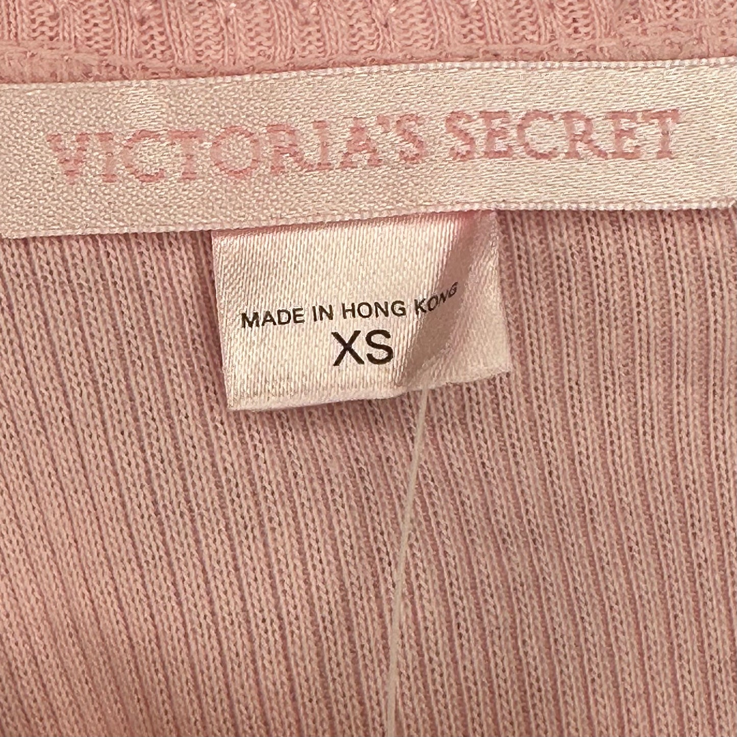 Y2K Victoria’s Secret Ribbed Cotton Lingerie with Sequin Lips, Tank Top and Bikini Panties, Size XS, Deadstock with Tags