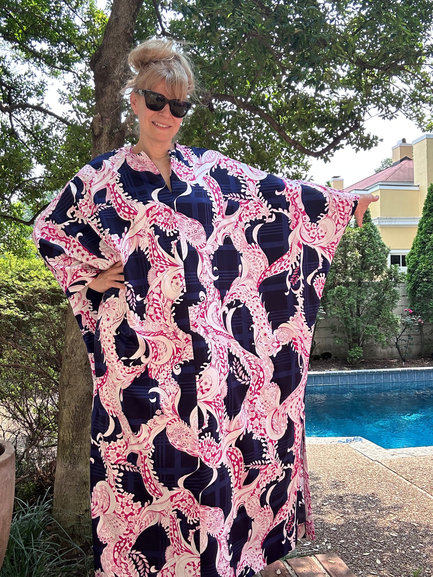 1970s Concept 70’s Swirl Psychedelic Floral Caftan