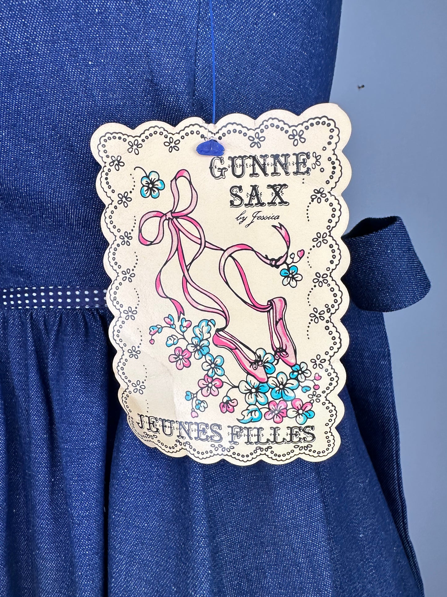 1980s Gunne Sax Denim Corset Dress, Jeunes Filles by Jessica Size XS/S