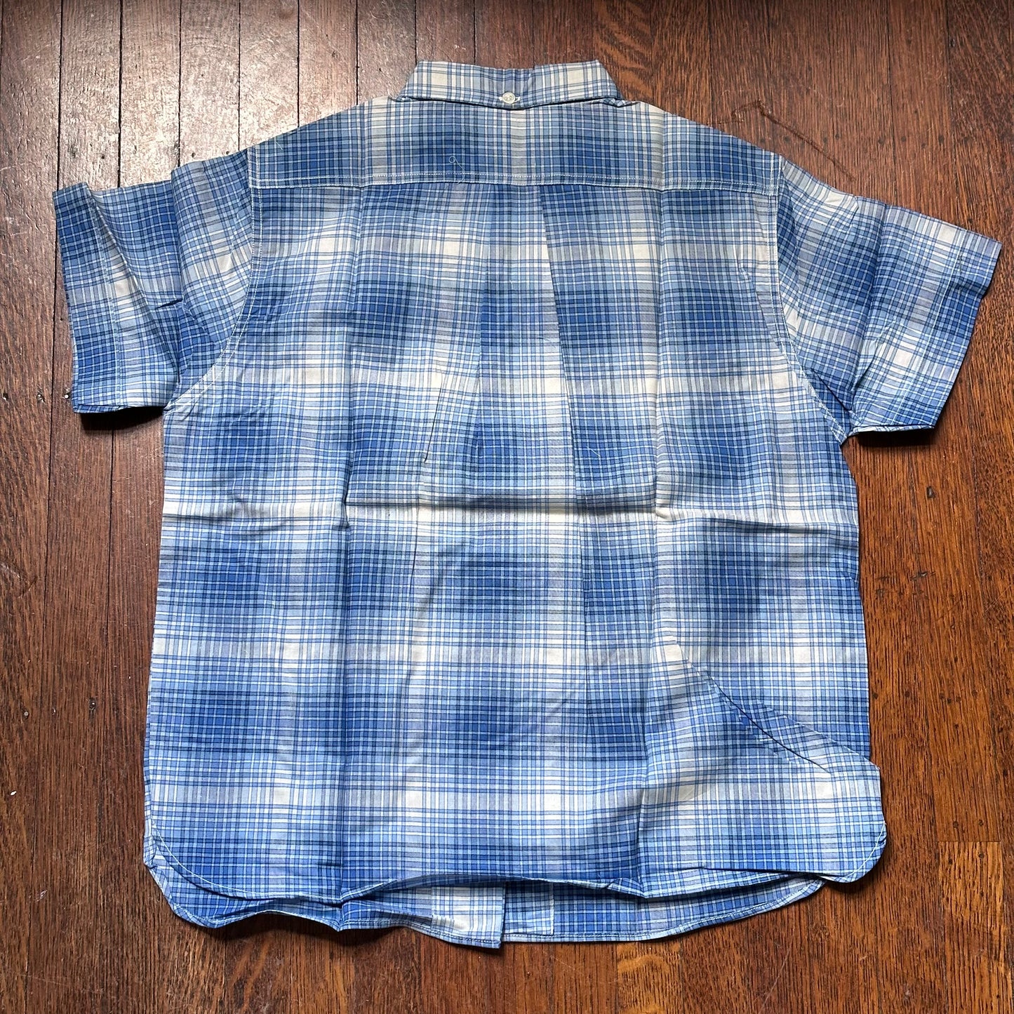 1950s Blue Plaid Ship 'n Shore Blouse, Deadstock with Tag, Size XS
