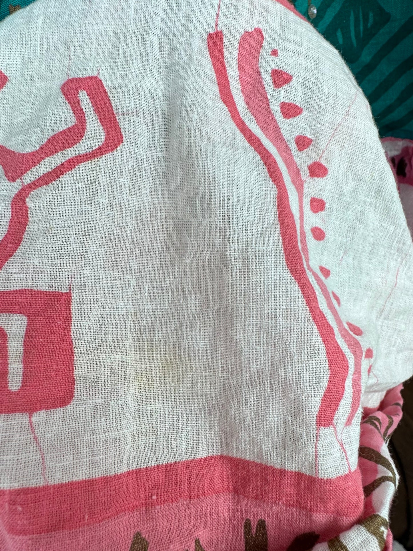 1970s Ramona Rull Muumuu Dress, Size L/XL, Pink and Green Stripe