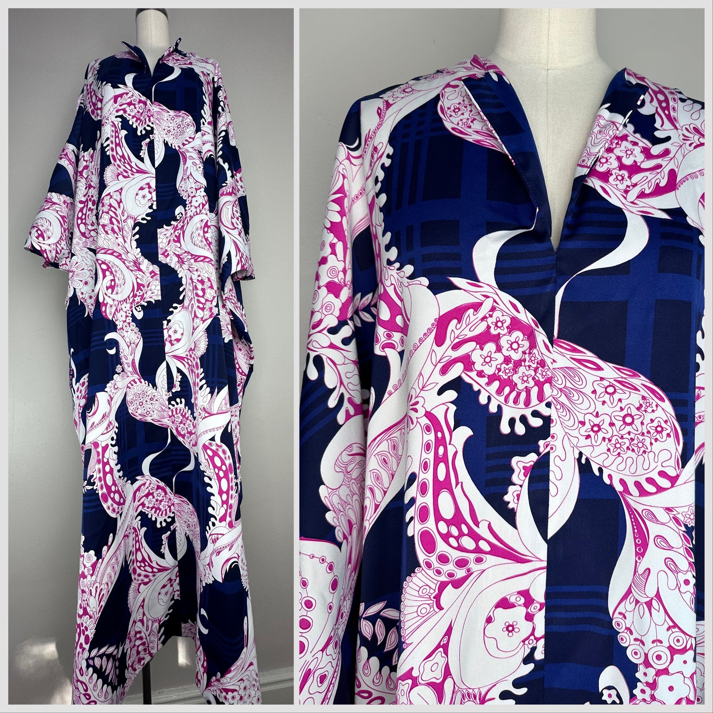 1970s Concept 70’s Swirl Psychedelic Floral Caftan
