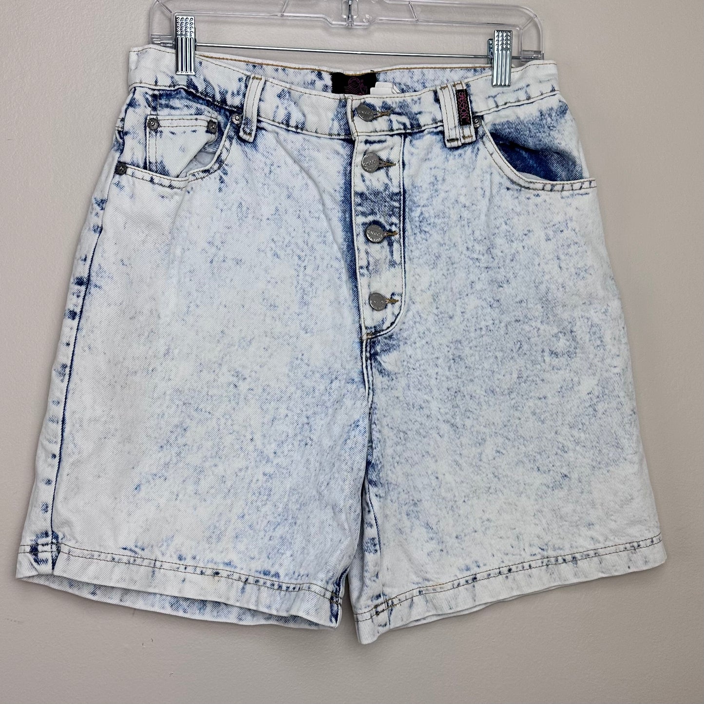 1980s Acid Wash Button Fly Denim Shorts, Sasson, 30" Waist