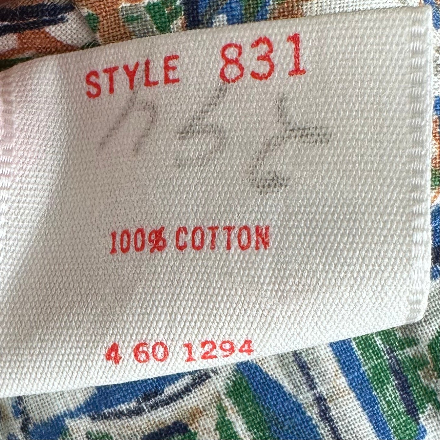 1950s/60s Batik Print Blouse, Deadstock with Tags, Queen Casuals Size Medium