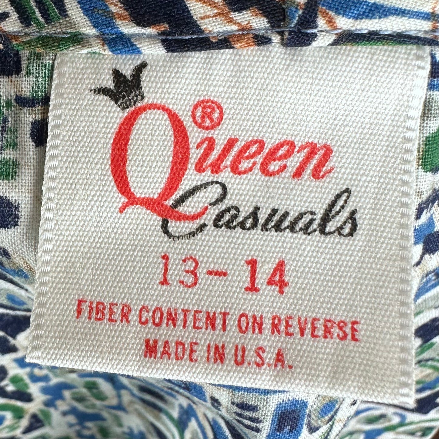 1950s/60s Batik Print Blouse, Deadstock with Tags, Queen Casuals Size Medium