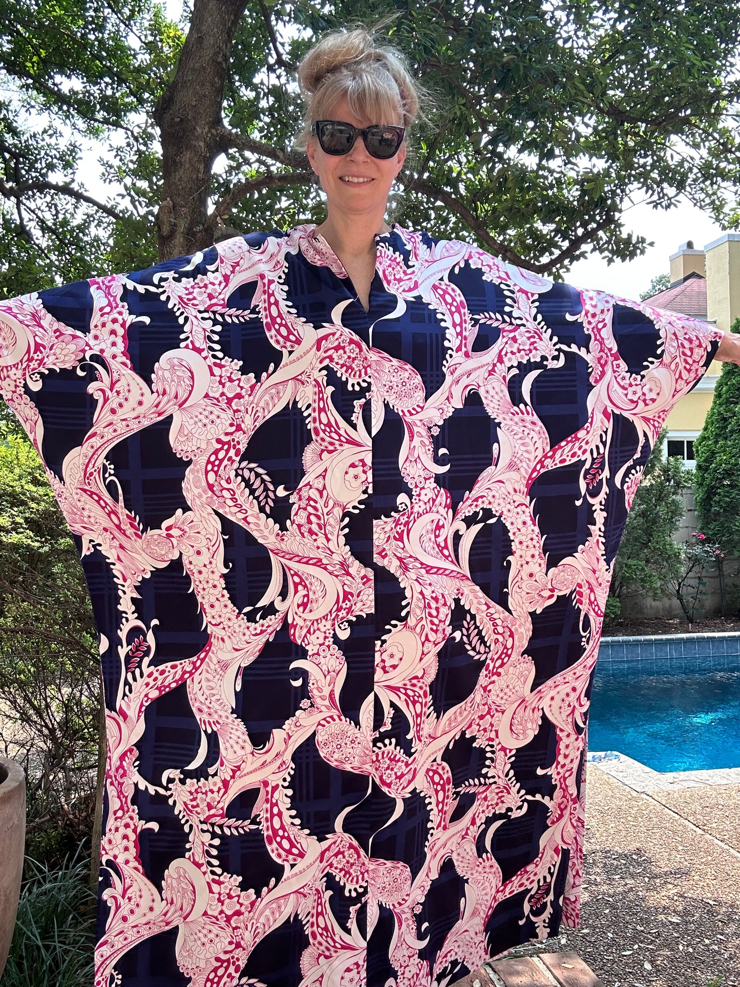 1970s Concept 70’s Swirl Psychedelic Floral Caftan