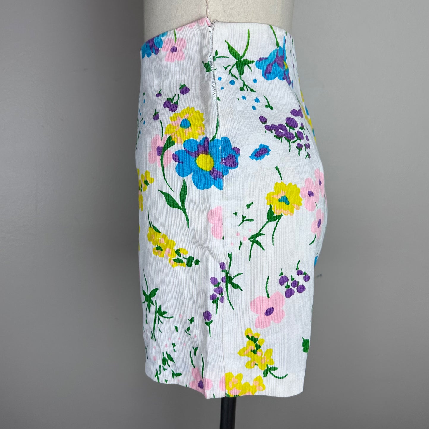 1960s Floral Mini Dress and Side Zip Shorts Set, Handmade Size Medium