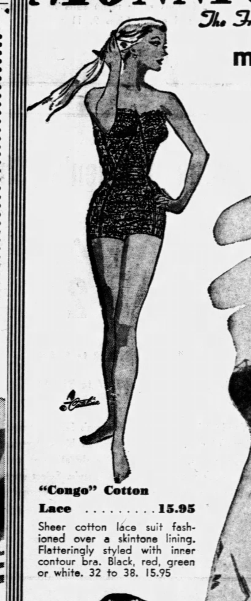 1950s Catalina Lace Print Swimsuit, Size XS-S, Pin Up, Burlesque