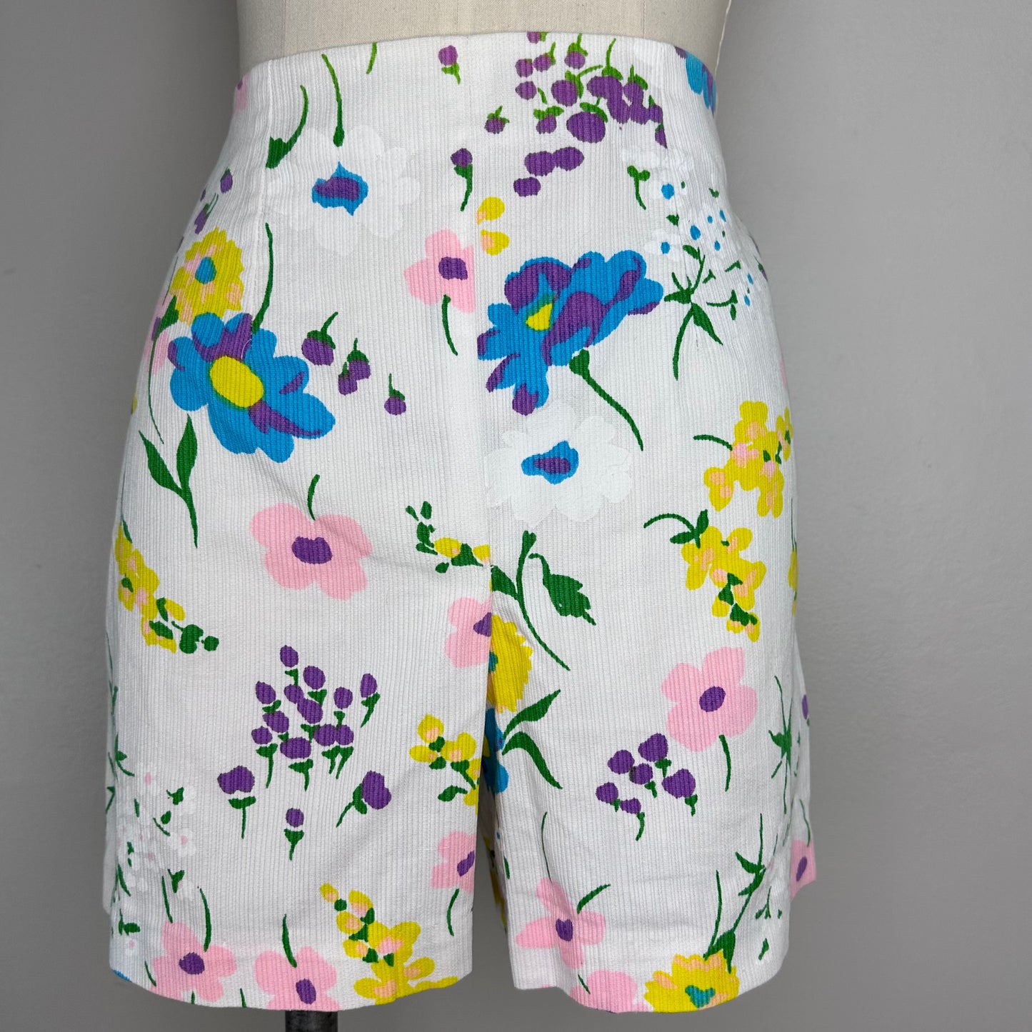 1960s Floral Mini Dress and Side Zip Shorts Set, Handmade Size Medium