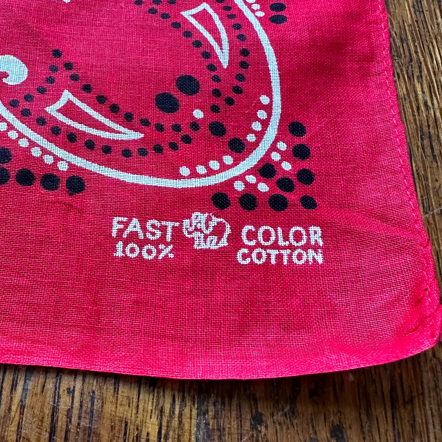 1950s/60s Red Elephant Bandana, Fast Color, 100% Cotton, Selvage