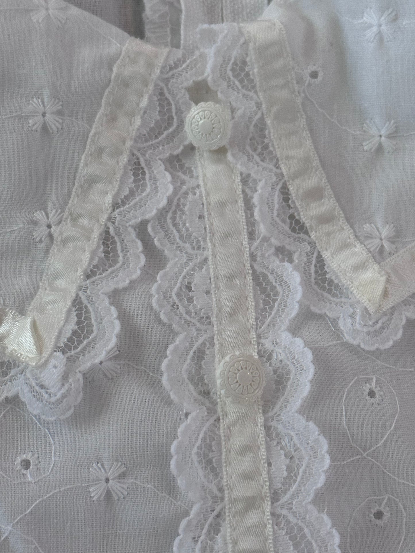 1980s Gunne Sax White Eyelet Dress, Jessica McClintock Size Small