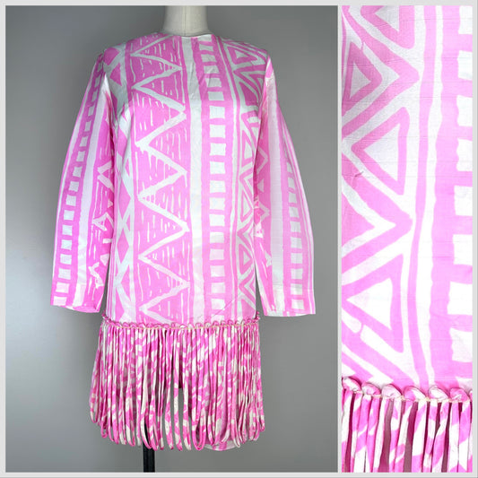 1960s Pink Geometric Print Mini Dress and Shorts, Charm of Hollywood Size XS