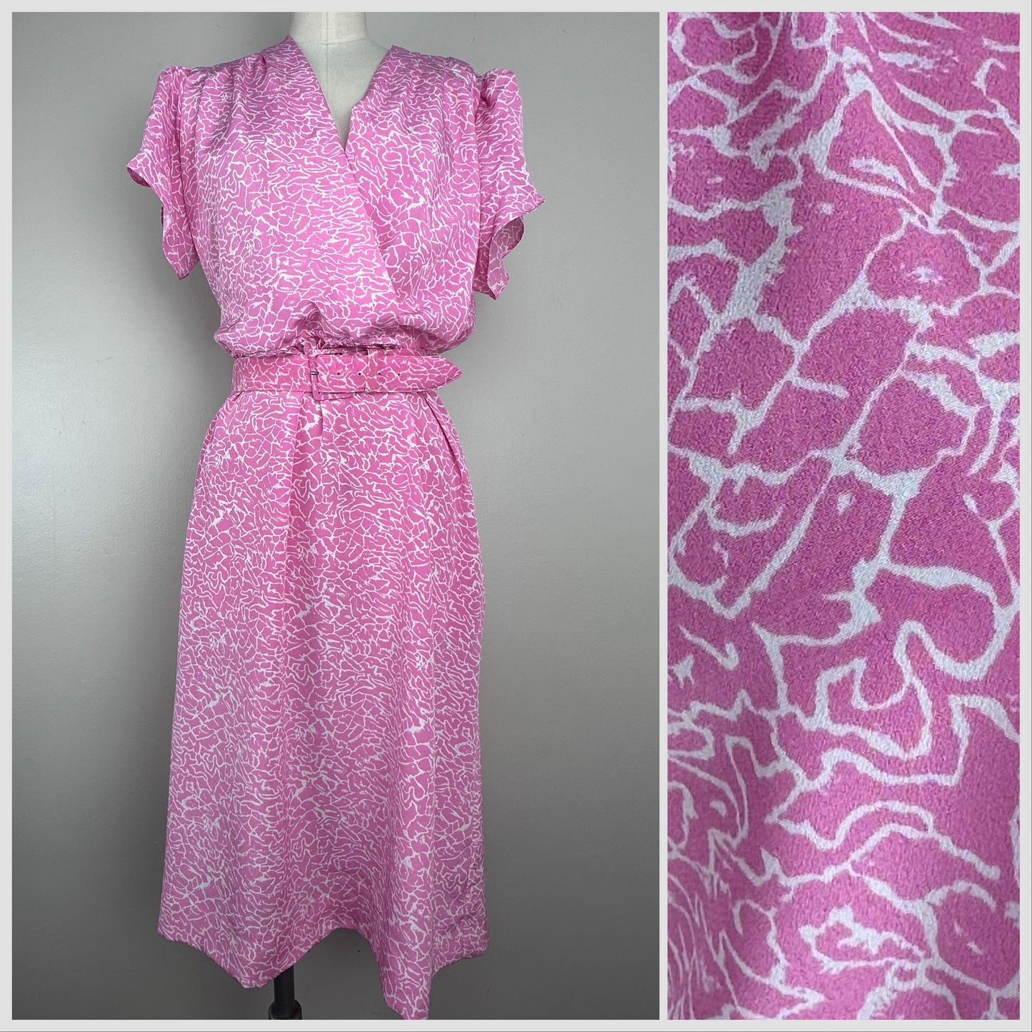 1970s/80s Pink Dress, Lady Carol Petites Size L/XL