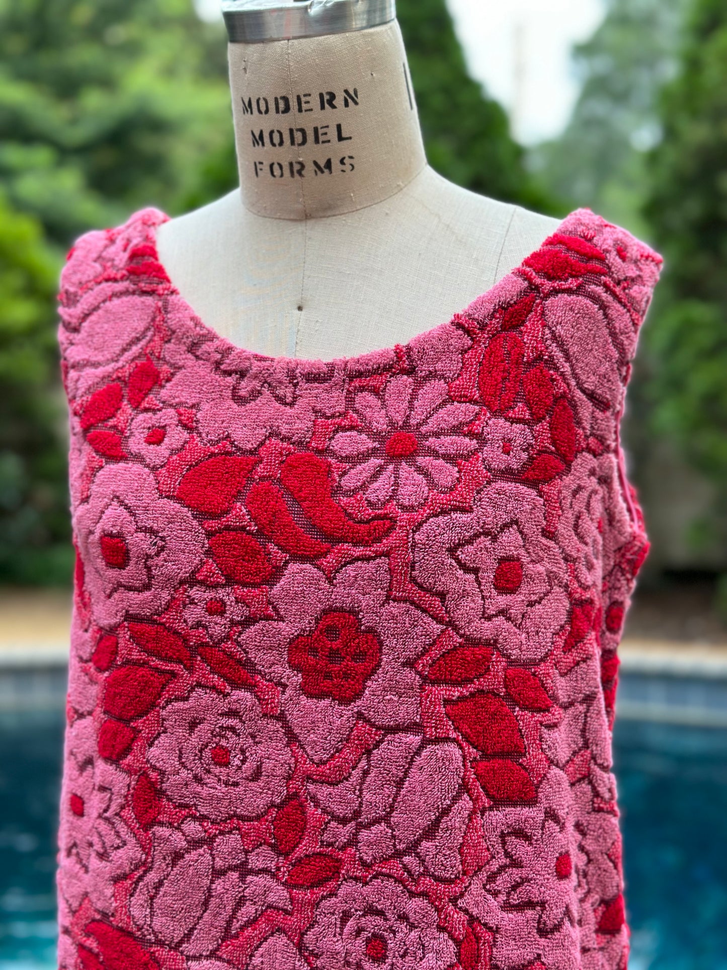 1960s Floral Towel Dress, A Royal Robe Size S-M, Swim Beach Cover Up