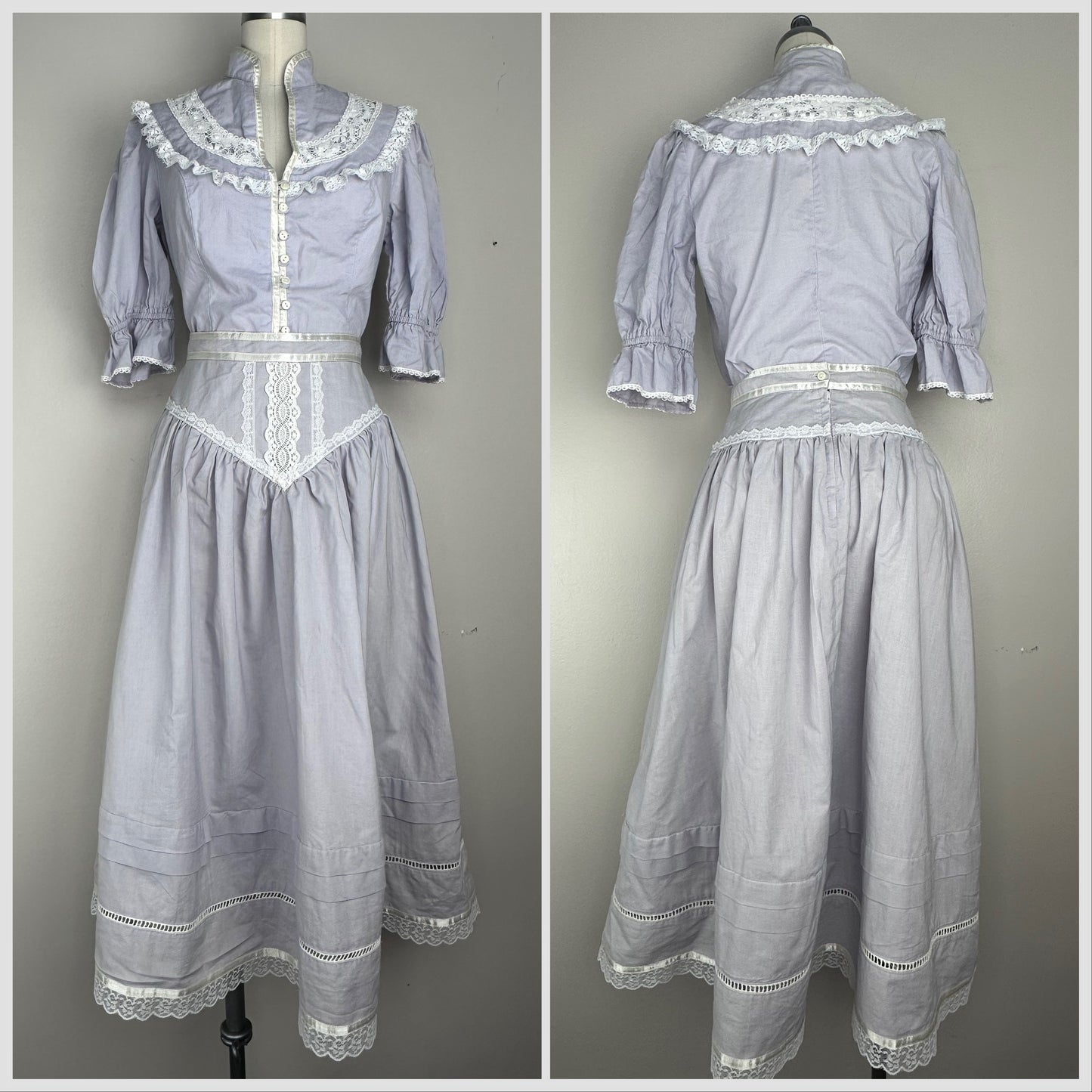 1980s Gunne Sax Pastel Lavender Blouse and Midi Skirt Set, Jessica’s Gunnies Size 11