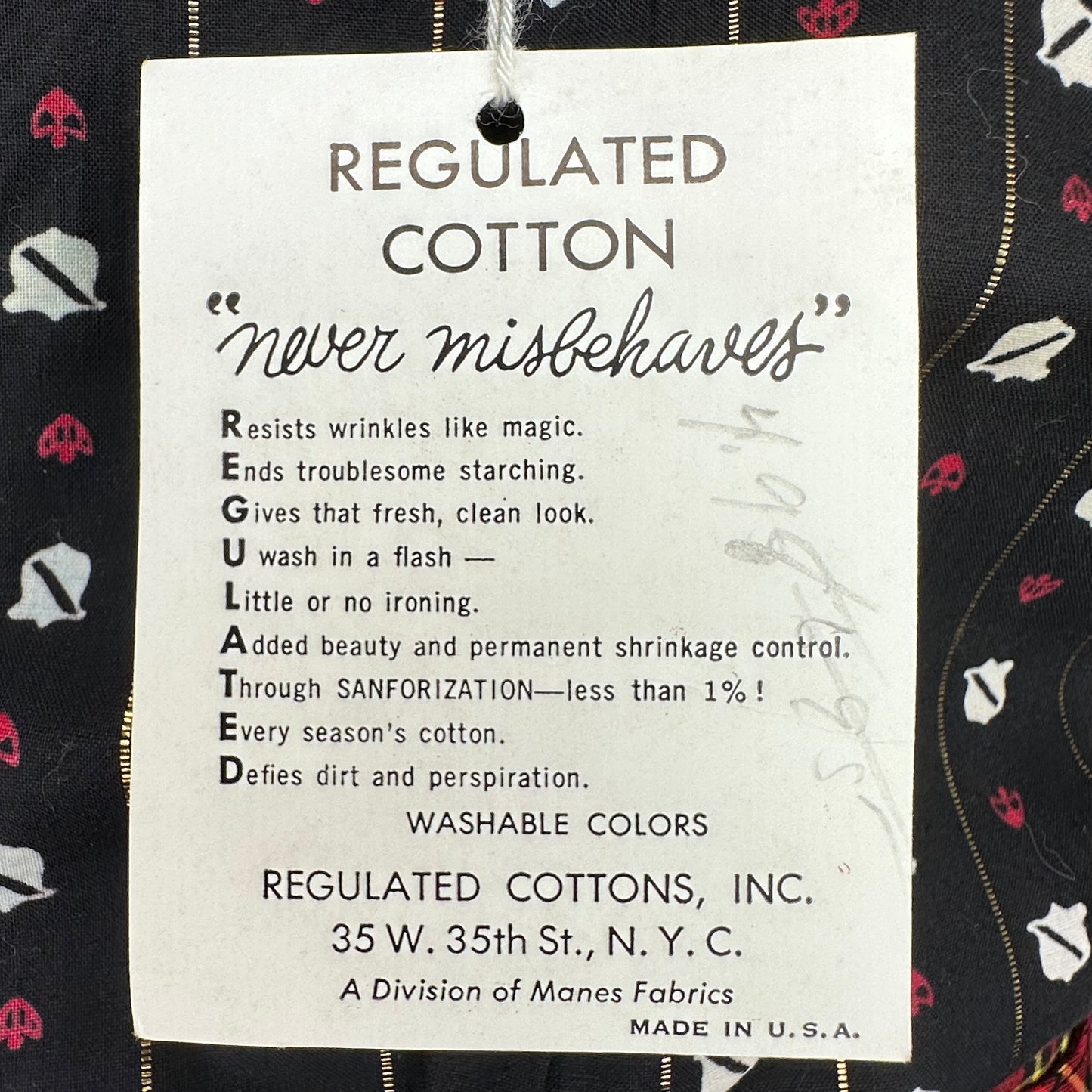 1950s Black Printed Blouse, Deadstock with Tags, Stratford Styled by Shirley Williams Size S/M