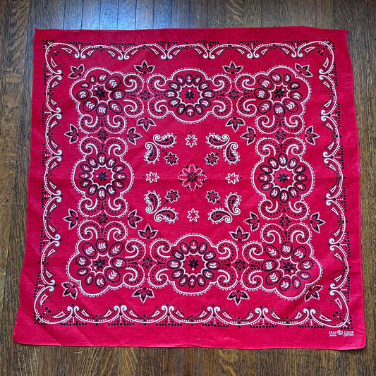 1950s/60s Red Elephant Bandana, Fast Color, 100% Cotton, Selvage