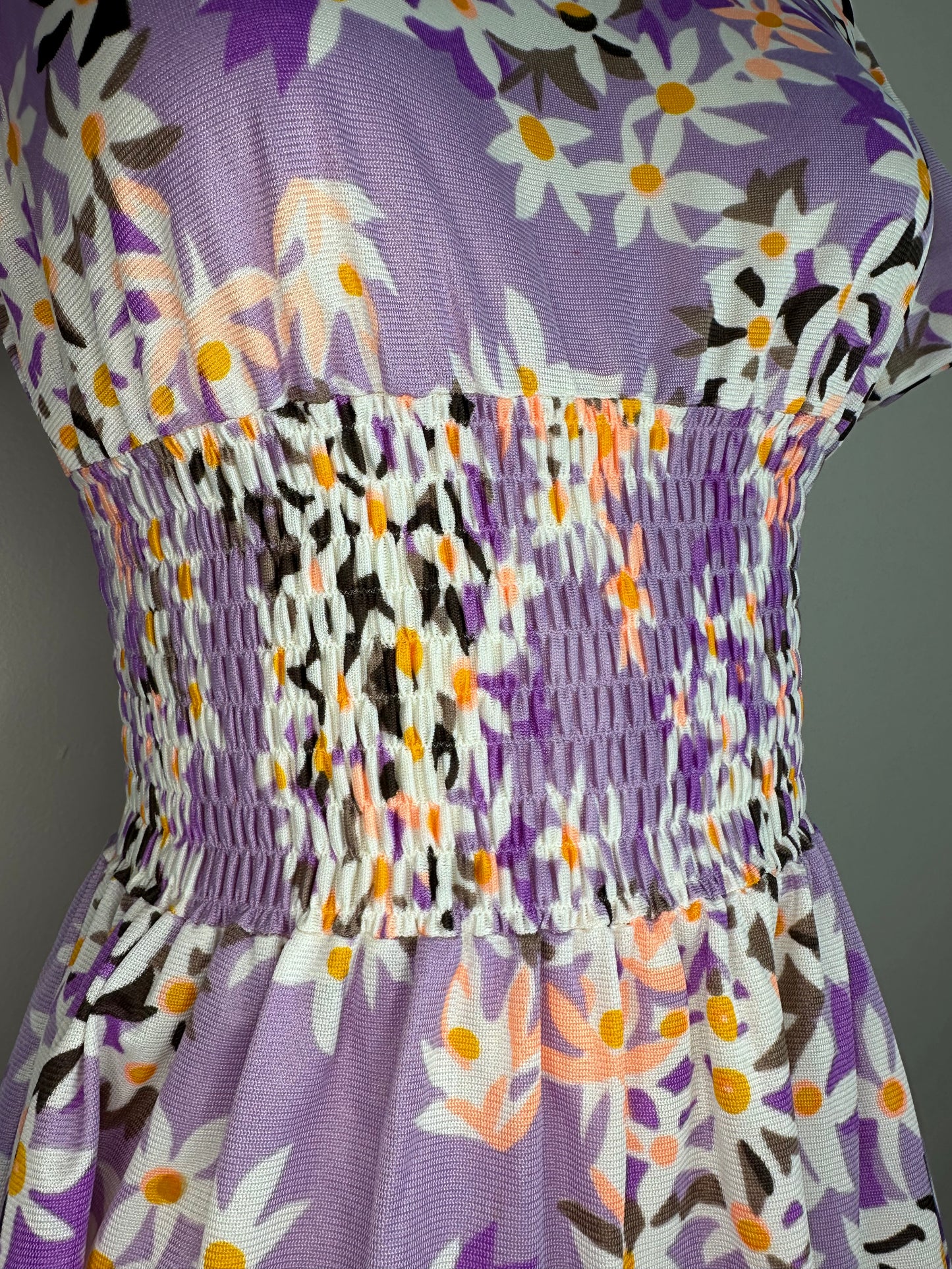 1960s Purple Floral Micro Mini Dress, Size Small
