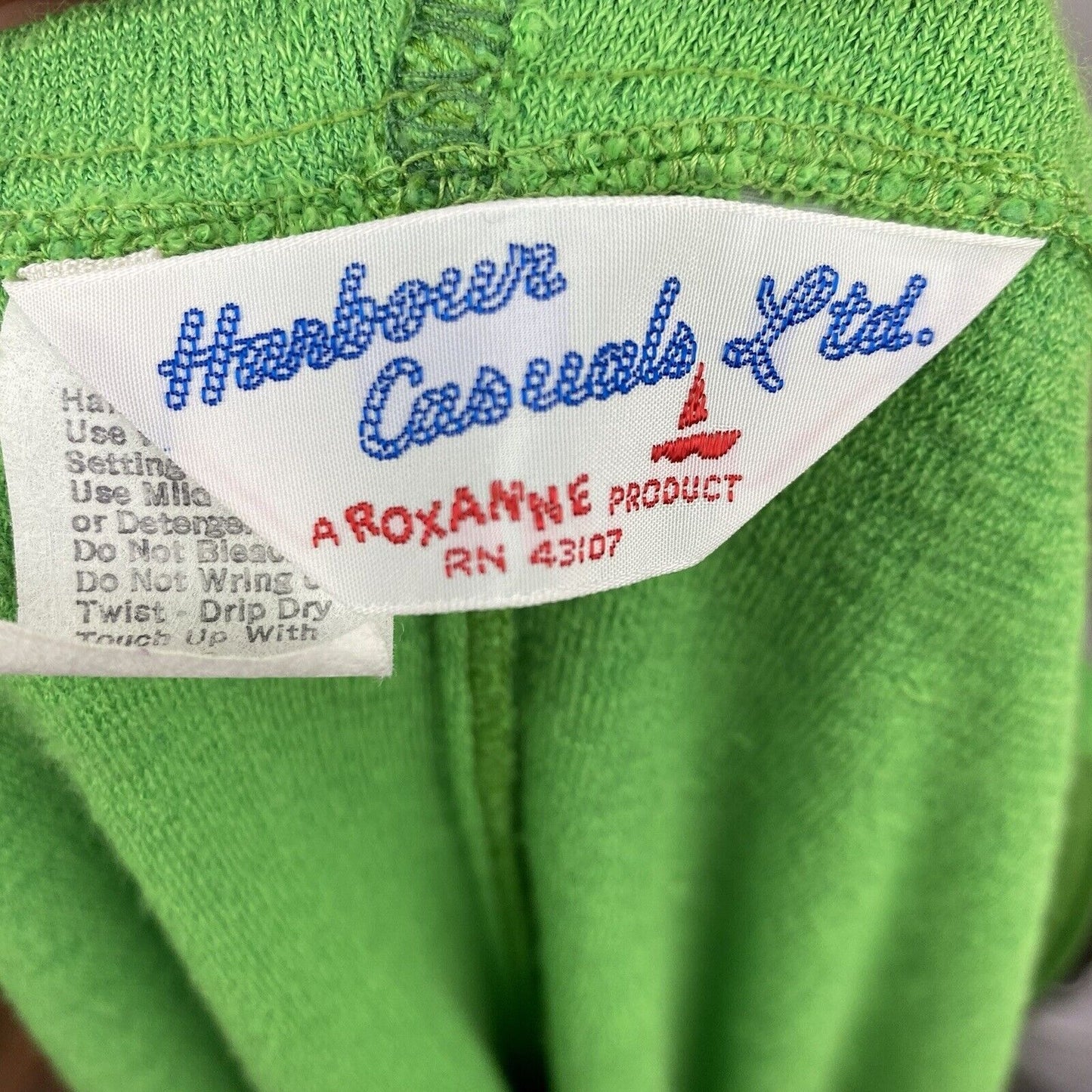 1970s Hooded Bright Green Terrycloth Beach Jacket, Harbor Casuals Size Medium