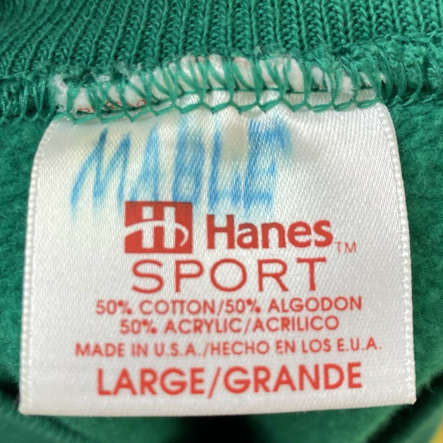 1990s Green Sweatshirt, Hanes Size M/L, Raglan Crewneck Pullover