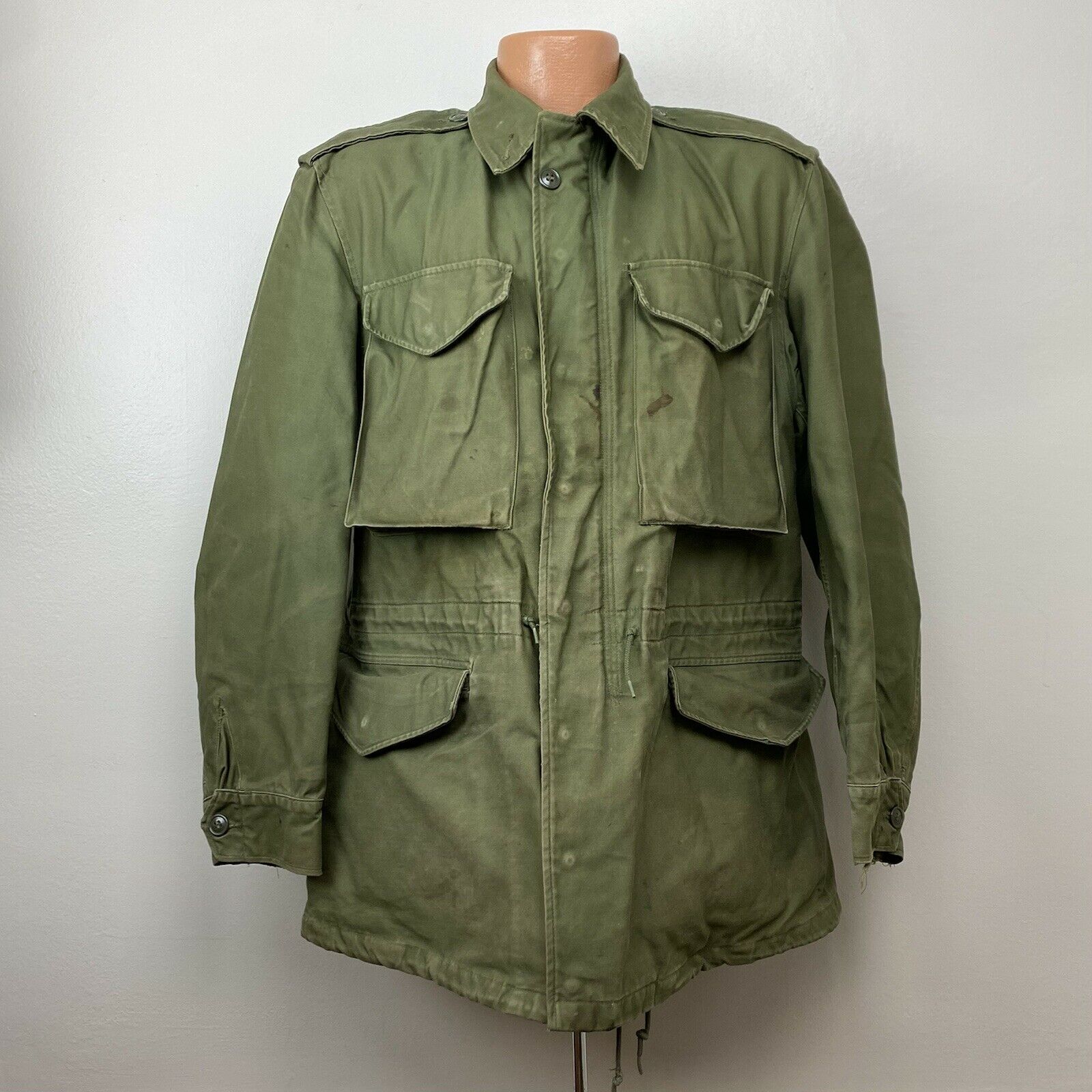 1950s/60s M-1951 OG107 US Military Field Jacket, Size Small, Vietnam War Era