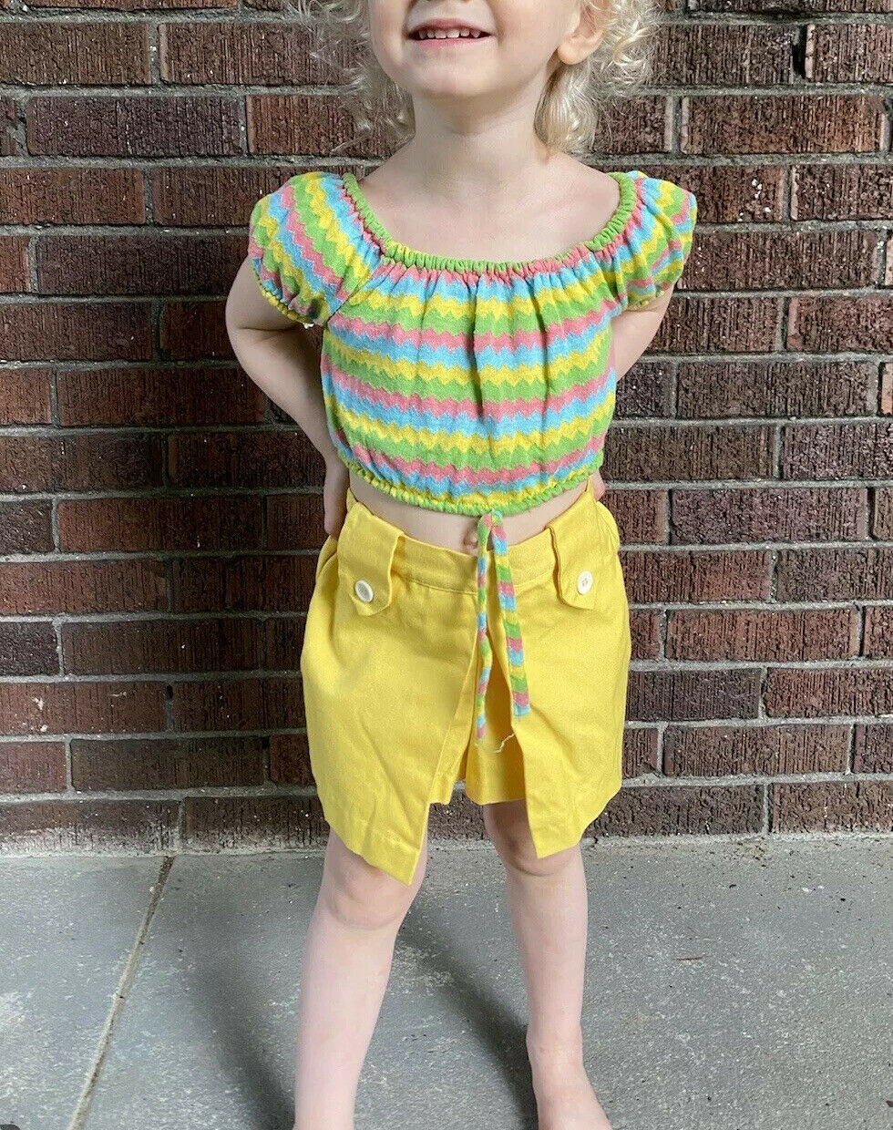 1970s Yellow Skort, Buster Brown, Kids Size 3T